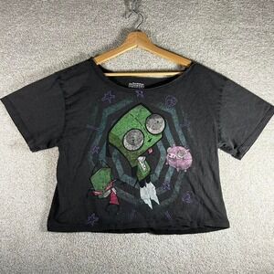Y2K women's Invader zim distressed boxy cropped cartoon tee shirt tshirt